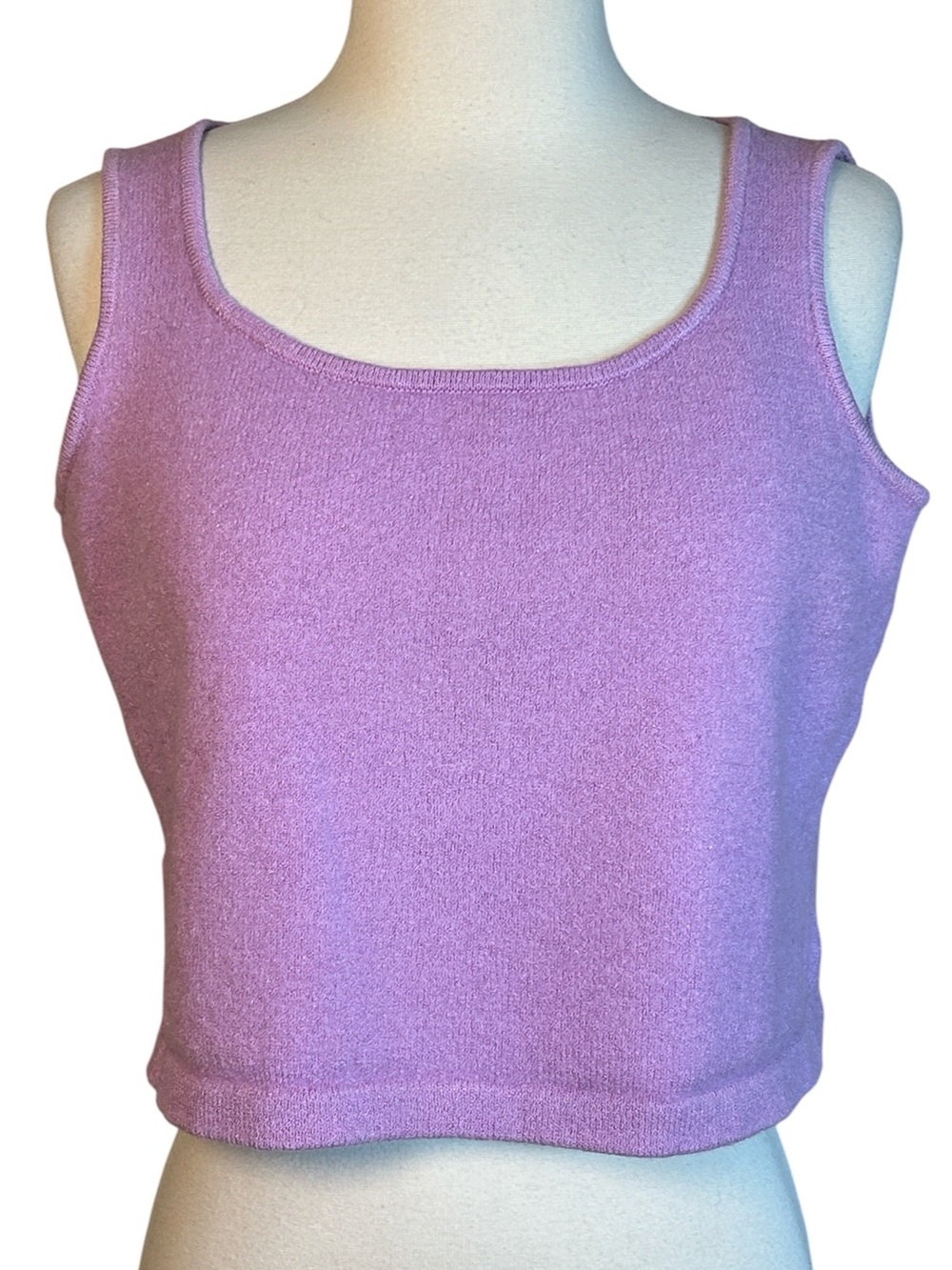 Y2K Vintage St. John Lavender Wool Blend Cropped Tank Top size L